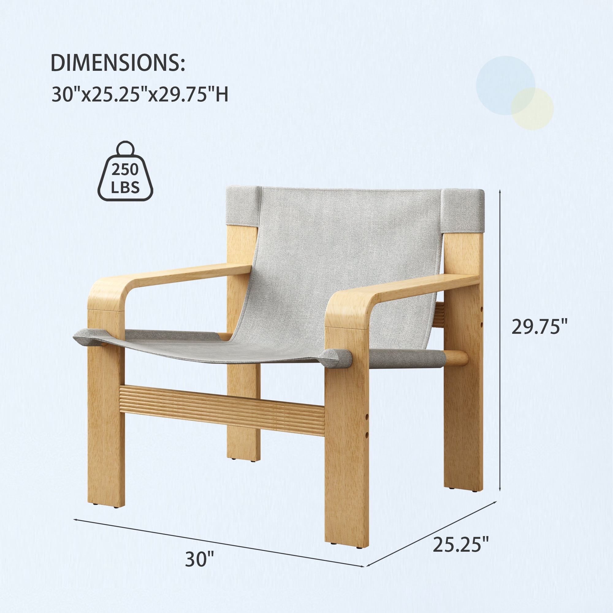 MOONMISS Modern Accent Chair Solid Wood Frame Linen Fabric Detachable Wide Armrest for Living Room Bedroom,Light Grey
