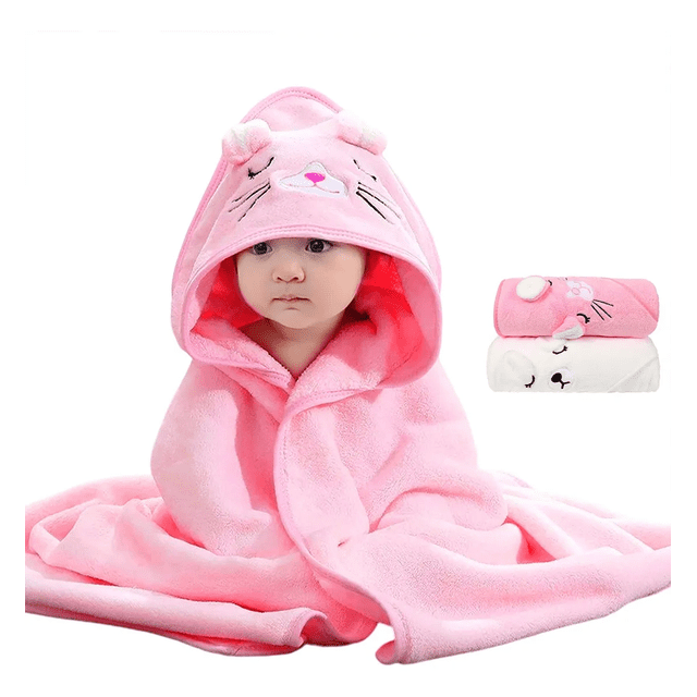 2pcs Toalla De Baño Bebé Con Capucha Manta Suave Xtellar rosa