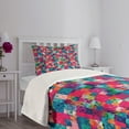 thumbnail image 3 of Ambesonne Geometric Quilted Bedspread Set 2 Pcs, Italian Grunge Dots, Twin Size, Multicolor, 3 of 5
