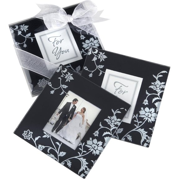 Elegant Black & White Glass Coasters