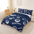 thumbnail image 3 of Castle Fairy Navy Basketball Text Print Bedding, Minimalist Sport Ball Duvet Cover Full,Navy Blue Reversible,3pcs,1 Duvet Cover and 2 Pillowcases, 3 of 6