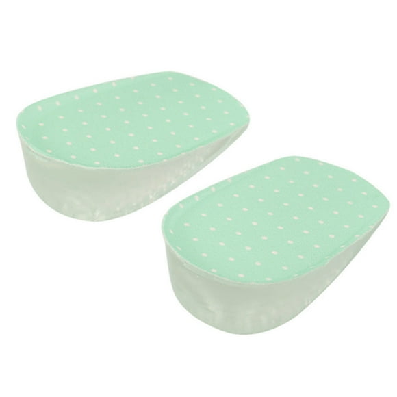 Gel de Silicone Adhésif Augmentation de la hauteur Semelles intérieures Chaussures de soutien Coussinets de talon Arche orthopédique du pied(3.5cm-Points vert clair)