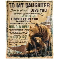 Daughter Gifts from Dad Bear Blanket Throw Blanket Birthday Gifts to My Daughter Lightweight Blanket Super Soft Flannel Throw Blanket for Couch (50""×60""), Brown