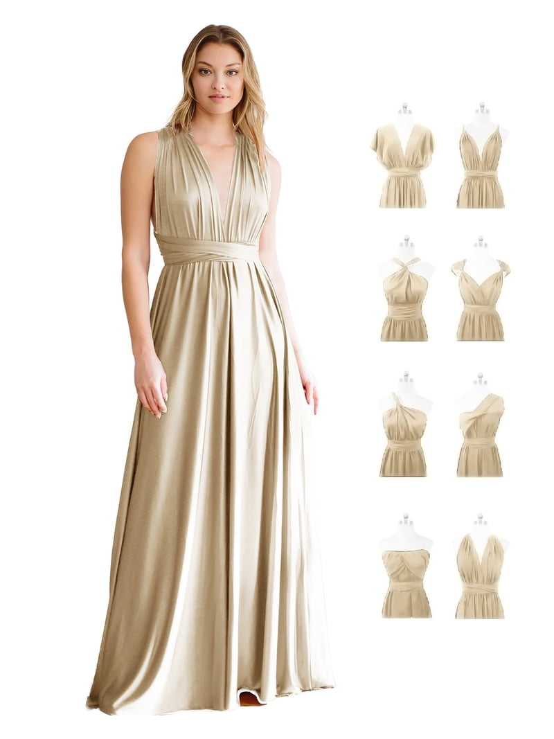 slim fit dress slacks Gold Round Neck Ruffle Pleated Maxi Dress – Modsele main image 0