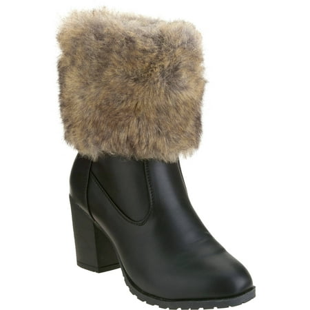 FOREVER YOUNG - Forever Young Women's Faux Fur Trim Ankle Bootie ...