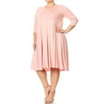 thumbnail image 2 of Women's Casual Solid & Print Plus Size 3/4 Sleeve A-line Midi Dress/Made in USA, 2 of 5