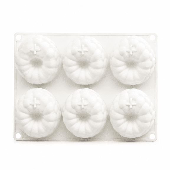 6-cavity Raspberry Silicone Mold, Fluted Mousse & Chocolate Baking Pan, 2.5-inch Dessert Cups, Food-Grade Flexible Bakeware, Oven & Freezer Safe, White