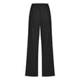 thumbnail image 5 of HKYNLAG Womens Cotton Linen Pants With Pockets Pull On Petite Summer Pants Drawstring Elastic Waist Pants Lounge Pants Straight Leg Lightweight Trousers Black L, 5 of 5