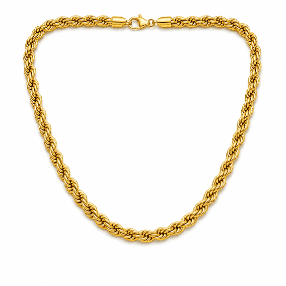 4.5mm 18 Inch Gold-Plated Copper Rope Chain Necklace for Women and Men, Twisted Chain Necklace with Lobster Clasp, Gift Box Included