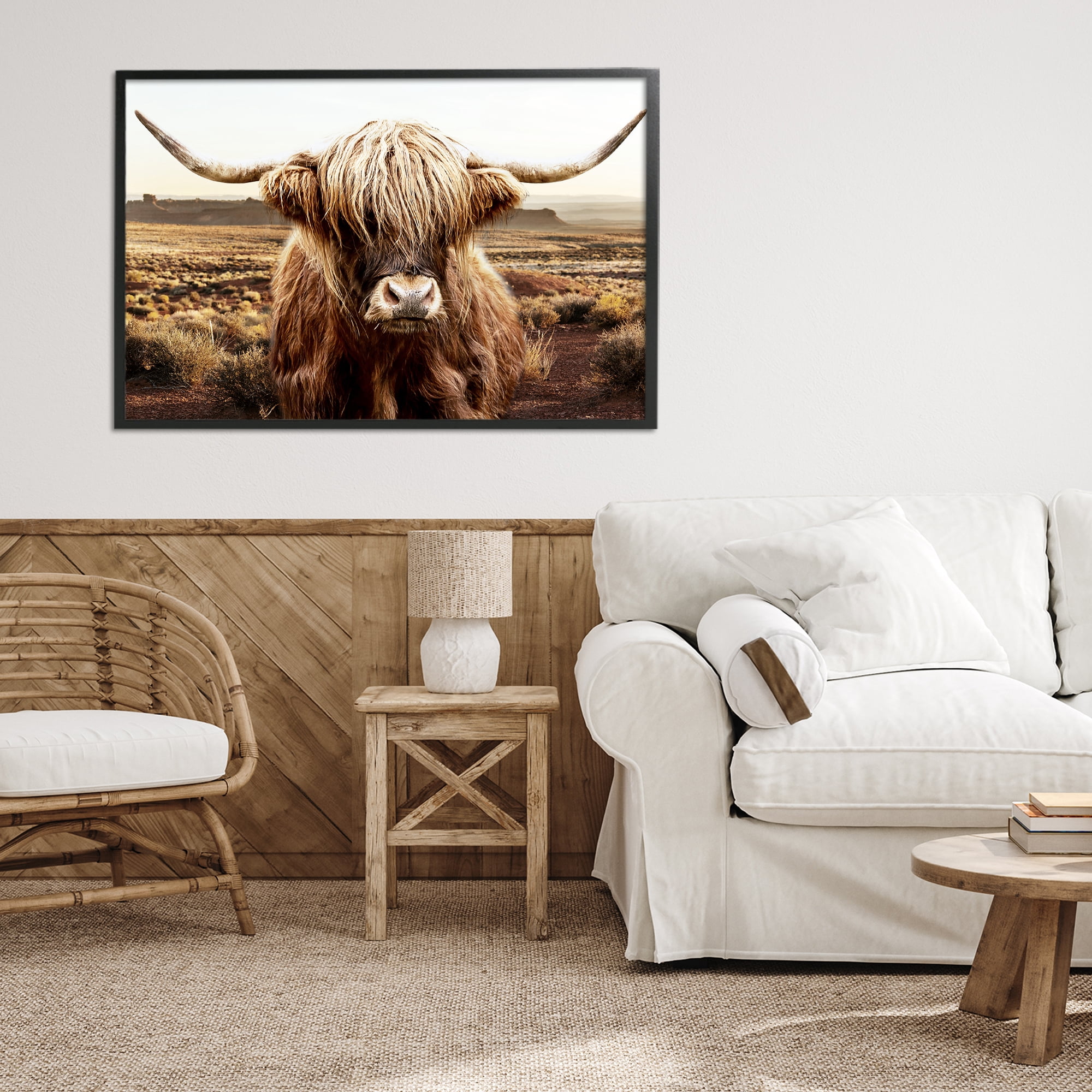Stupell Industries Rugged Vegetation Cattle Portrait Black Framed Giclee Art, design by CAD Designs