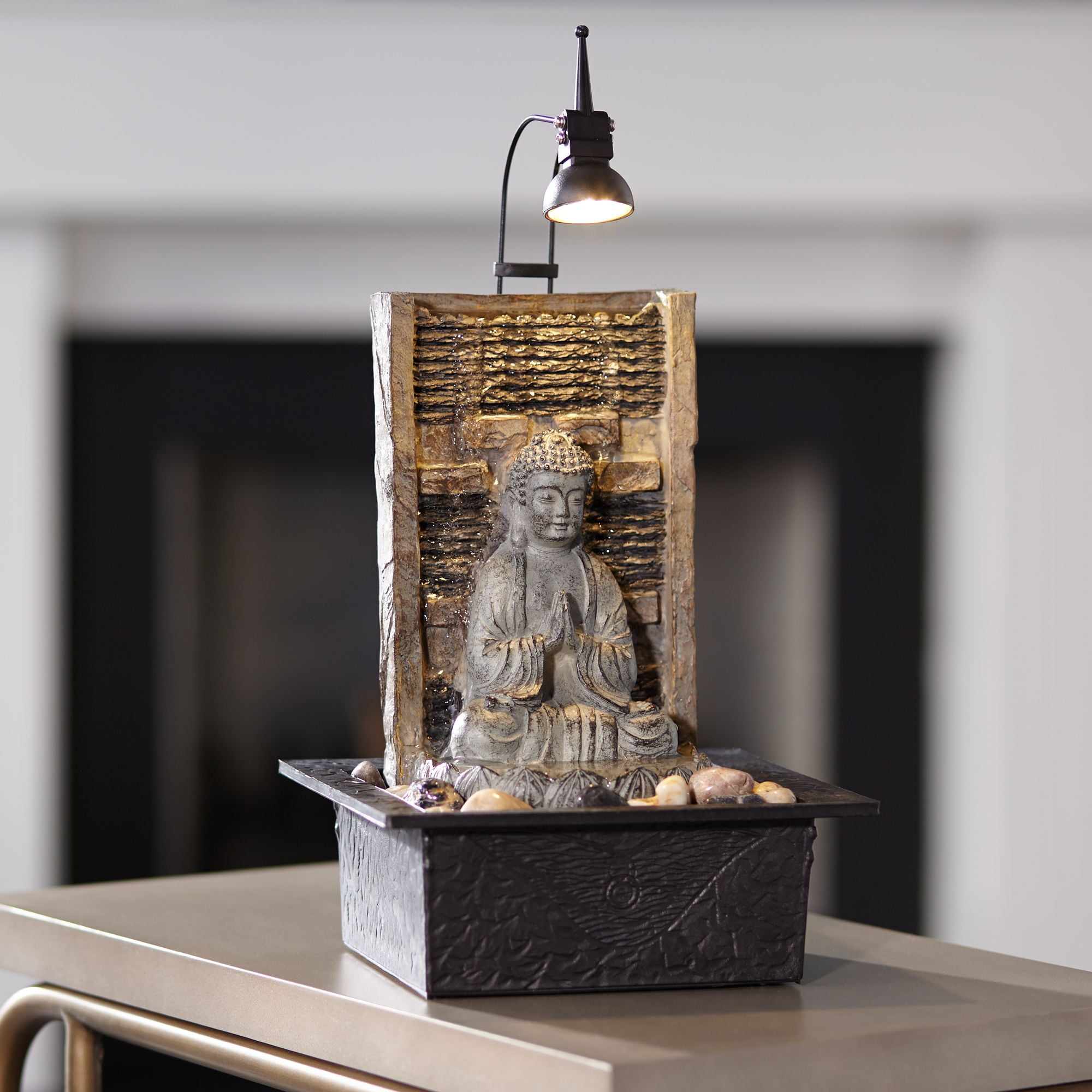 Wature Desktop Waterfall Fountain with Led Lights 11" Indoor Zen Meditation NEW 
