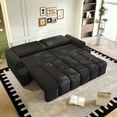 thumbnail image 3 of FFH 90.2" Pull Out Sofa Bed with Storage, 3-in-1 Convertible Sleeper Sofa King Size, Modern 4-Seater Teddy Couch for Living Room, Black, 3 of 16