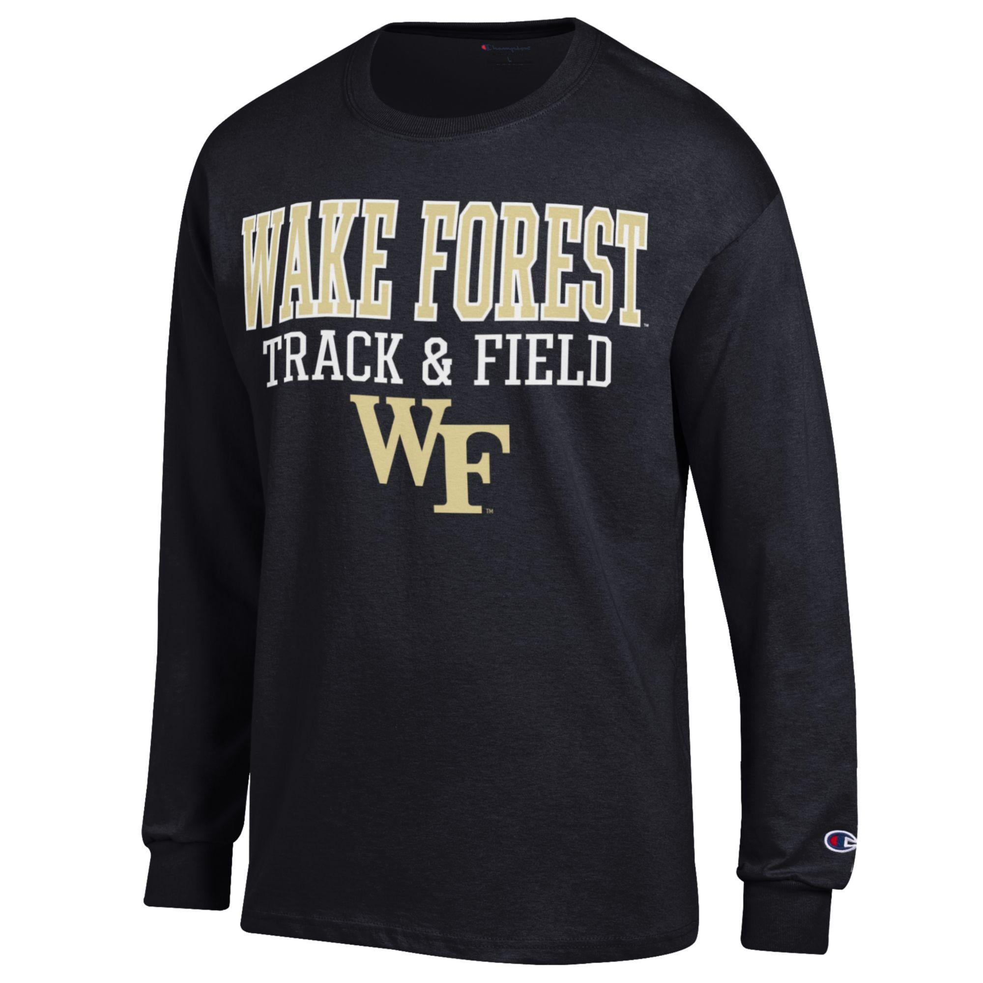 Men's Champion  Black Wake Forest Demon Deacons Track & Field Stack Long Sleeve T-Shirt