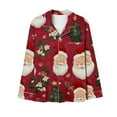 thumbnail image 4 of Fmbrln Christmas Pajamas Sets for Women Long Sleeve Turndown Collar Shirts and Wide Leg Pajamas Pants Sets Fashion Christmas Print Home Sleepwear Sets Festival Party Sets, 4 of 7