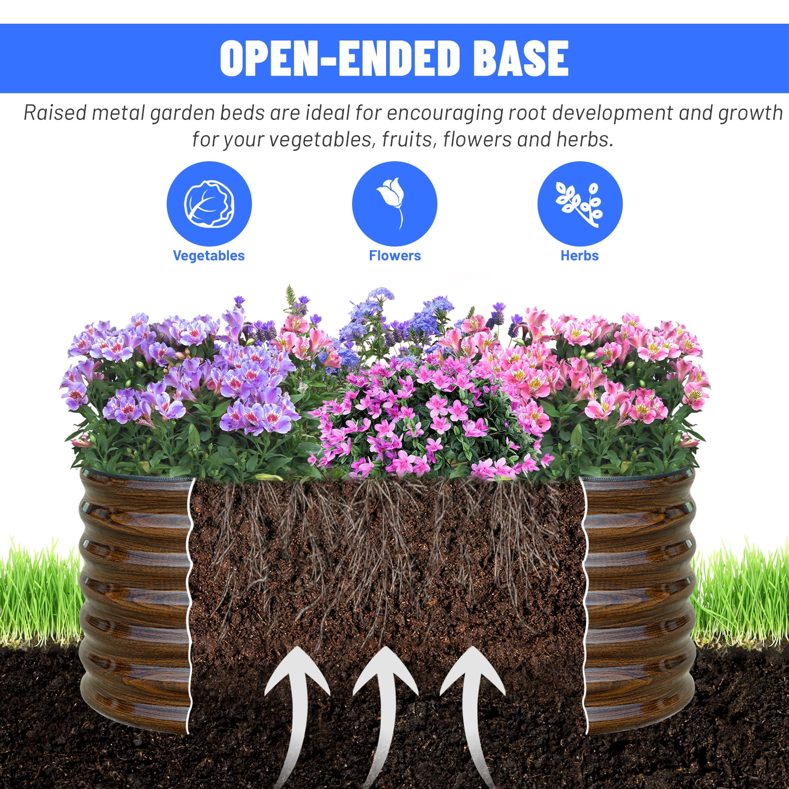 SnugNiture 2pcs 4x2x2ft Raised Garden Bed, Outdoor Oval Metal Garden Planter Box for Vegetables Flower Herb Plants