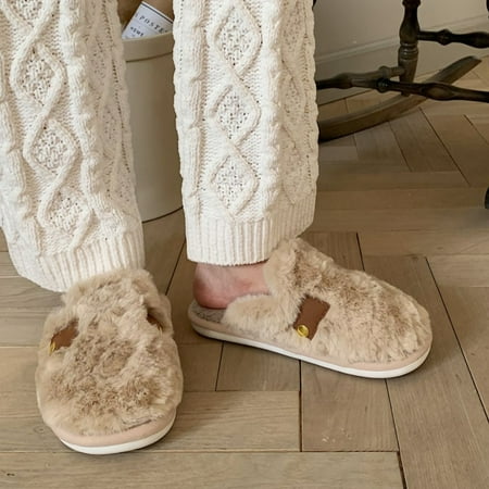 

Xysaqa Slippers for Women Indoor Fuzzy Slippers Women Winter Retro Style Leisure Home with Closed Toe Slippers Cotton Slippers Indoor Warm Plush Soft Bottom Shoes Ladies Cotton Slippers Black Slides