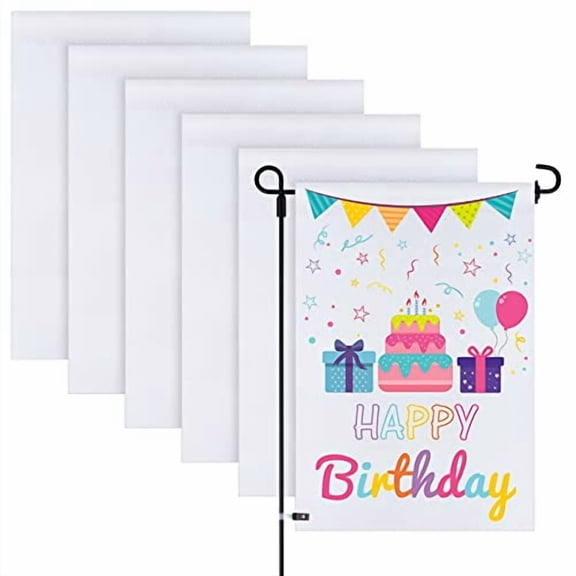 6Pcs Blank Garden Flags,11.6Inch x 17.5Inch Double Sided Garden Flags White Outdoor Yard Flags for Patio Garden Yard Outdoor Home Decorations