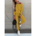thumbnail image 3 of Conjunto deportivo informal de dos piezas, con hombros inclinados, sudaderas con capucha de manga larga y pantalones a rayas atados, ropa de mujer, 3 of 4