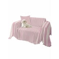 thumbnail image 2 of Pink Striped Couch Cover for 2 Cushion Couch, Modern Simple Farmhouse Beige Vintage Washable Love Seat Sofa Covers Slipcover, Throw Sofa Covers for Pets, Furniture Protector 71"x102", 2 of 9