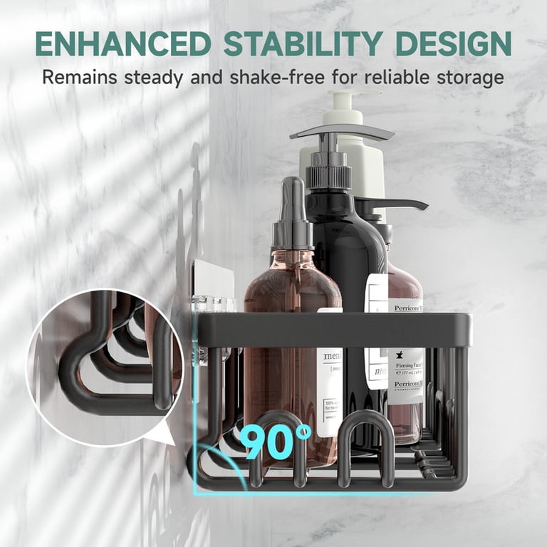 Ophanie 6-Piece Adhesive Shower Caddy Set, Black photo 3