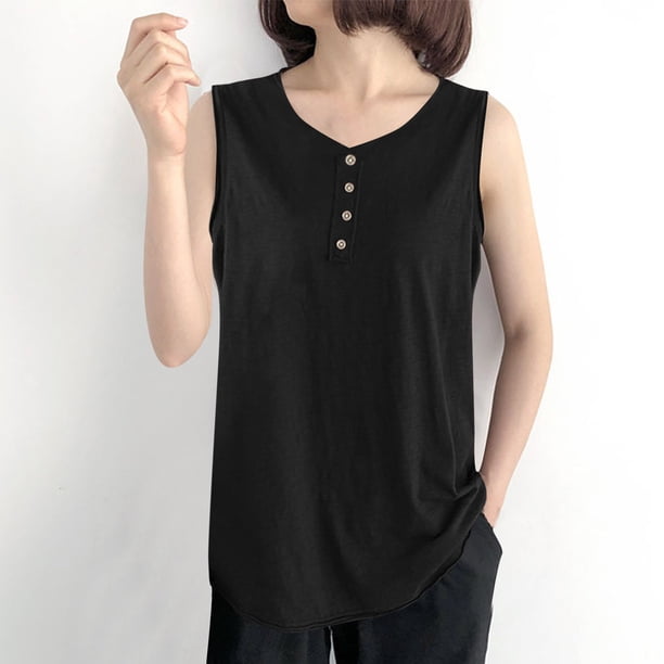 mfyjkho Camisetas Sin Mangas Para Hombre, Blusa Informal Sin Mangas Con Capucha Y Cuello Redondo De Color Liso Para Mujer Tops Para Mujer M