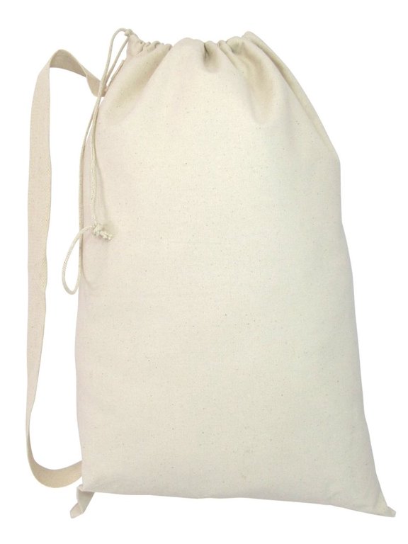 Heavy Duty Natural Cotton Canvas Laundry Bags (Set of 12- Large, Natural)