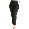 thumbnail image 2 of ulafbwur Pantalones De Mujer Pantalones De Traje Plisados De Cintura Alta Bolsillos Noveno Largo Color Sólido Pierna Recta Negocios, 2 of 5