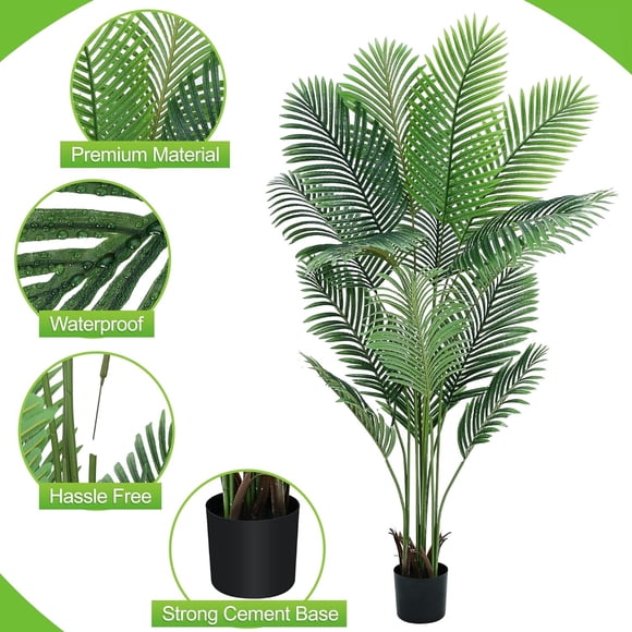 QinaQin Artificial Areca Palm, 5.5-Foot Simulated Palm Tree Bonsai, Mimicking a Tropical Areca Palm, Suitable for Indoor and Outdoor Living Room and Bedroom Home Decoration