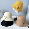 thumbnail image 3 of CoCopeaunt Autumn And Winter Wool Felt Hat, Female Art Metal Buckle Top Hat, Pure-Color Antique Basin Hat, Wool Fashion Hat Tide, 3 of 6