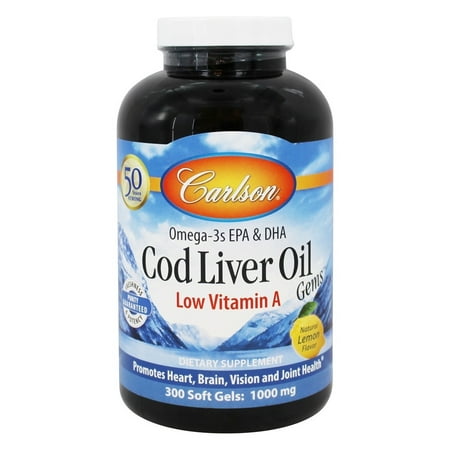 Carlson Cod Liver Oil - Carlson Labs - Cod Liver Oil Gems Low Vitamin A 1000 mg. - 300 Softgels