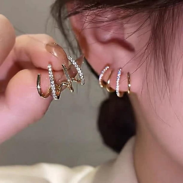 Pendiente De Garra Pendientes De Aguja De Circón Para Mujeres Adolescentes Niñas Cool Cz Stud Huggie Illusion Pendientes Minimalistas De Lujo De Moda Puños De Oreja Piercing H
