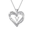 thumbnail image 3 of Ladies Double Heart Diamond Necklace With 26 English Letters Couple Necklace, 3 of 8