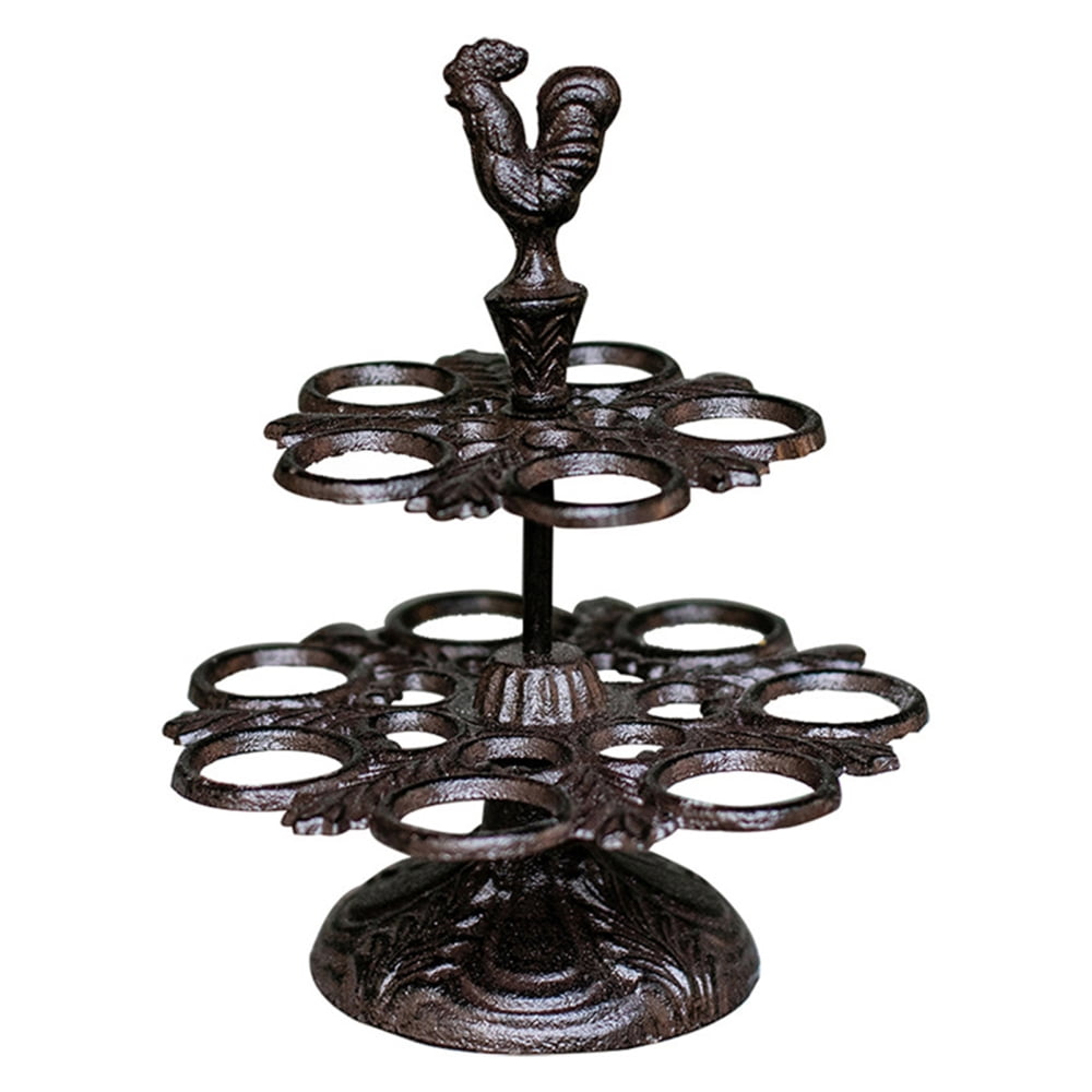 Heavy Duty Retro Cast Iron Eggs Holder Countertop Decor Kitchen