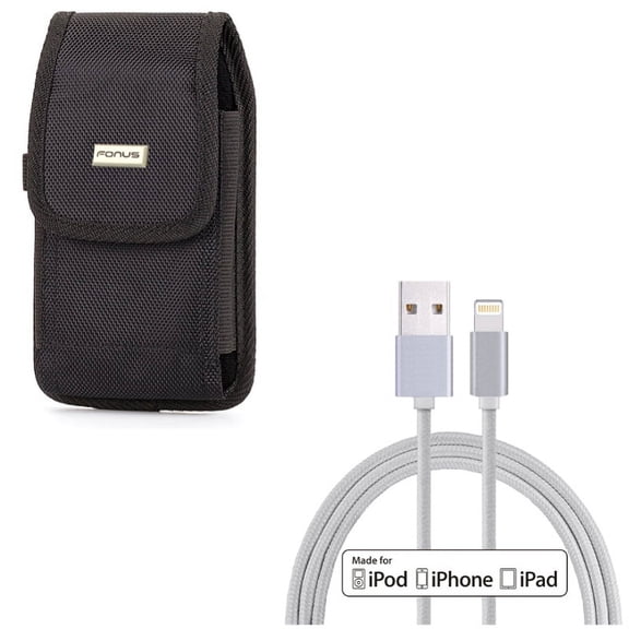 Case Belt Clip w MFi USB Cable for iPhone XR - Swivel Holster Rugged Cover Pouch, 10ft Certified Charger Cord Power Wire Compatible With iPhone XR