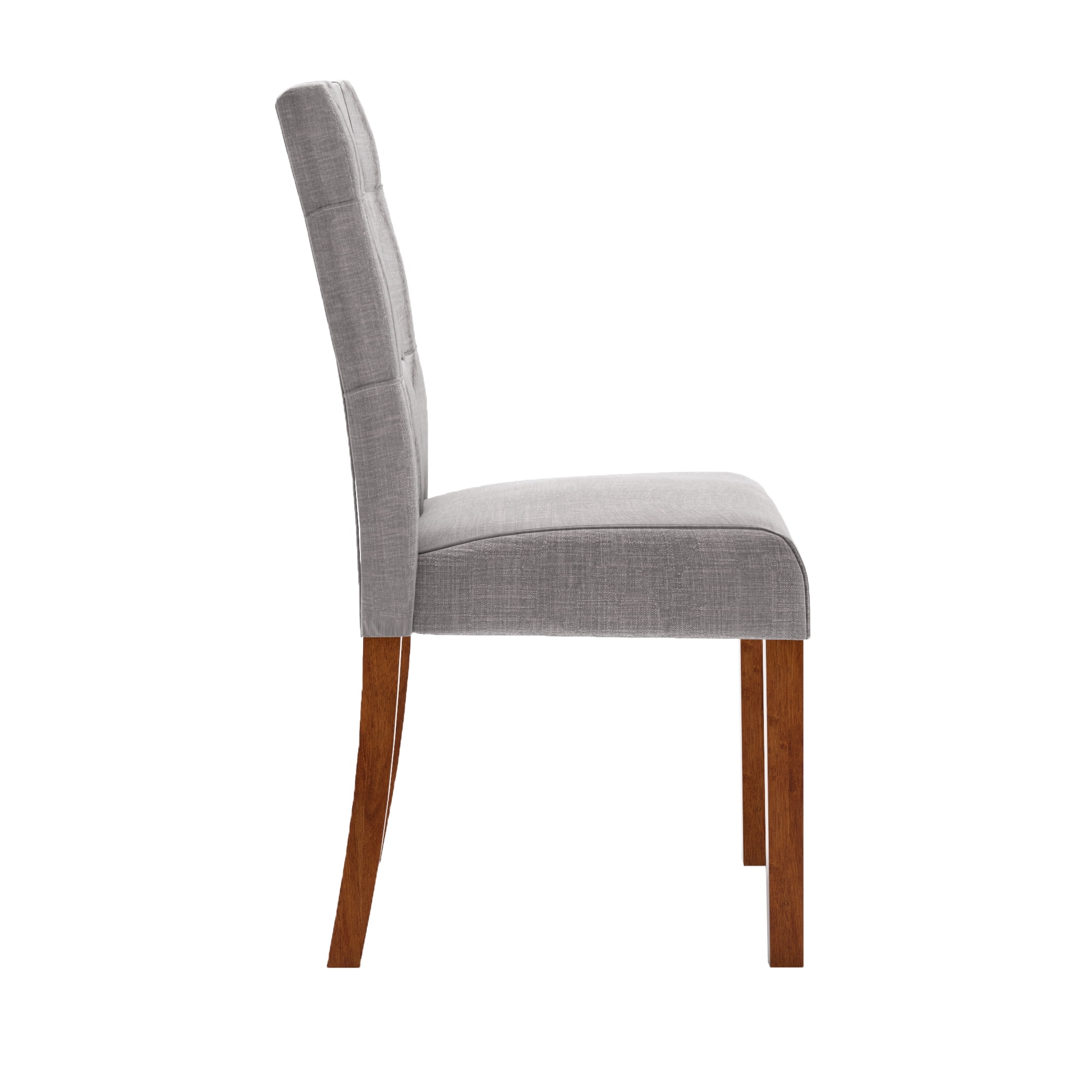 Chelsea Lane Upholstered Cherry Finish Dining Side Chair, Set of 2, Gray