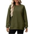 thumbnail image 2 of Tawop Sweatshirts Pullovers Womens Top Sweatshirt Crew Neck Long Sleeve Solid Army Green S, 2 of 9
