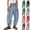 Mint Green #AB02, variant on Womens Barrel Pants Drawstring Wide Leg Sweatpants Baggy Summer Lounge Pants Trendy Beach Trousers with Pockets Mint Green S