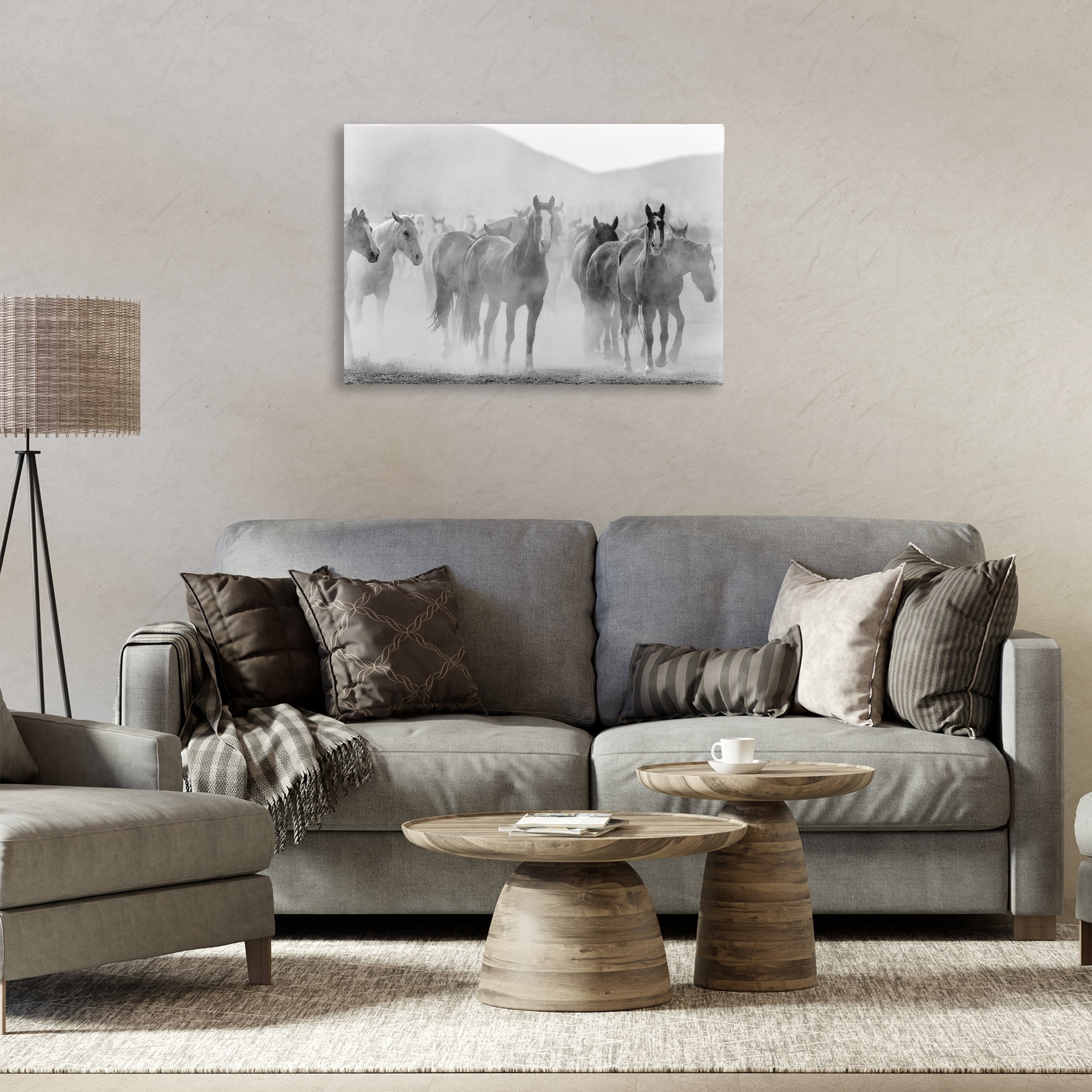 Stupell Industries Running Horse Herd Animals Painting Wrapped Canvas Art Print Wall Art, 30 x 20