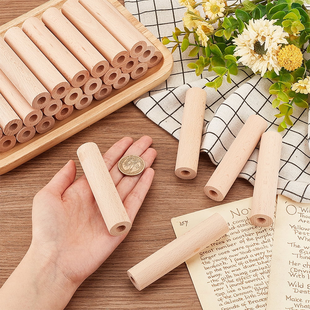 30 pc 30Pcs 4x0.9 Inch Hollow Wood Sticks Round Wooden Dowel Rod with 0.4 Inch Hole Unfinished Beech Wood Rods Natural Wood Round Rods for DIY Crafts Arts Projects