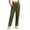 Army Green, variant on Ayolanni Pants for Women Solid Cotton Linen Comfy Straight Leg Pants Flowy Drawstring Elastic Waist Green Petite Trousers with Pockets L