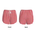 thumbnail image 5 of Lsque Red Checkboard Printed Women's Running Shorts with Liner Pockets,Elastic Quick Dry Workout Athletic Gym Yoga Shorts,Womens High Waist Shorts-XX-Large, 5 of 9