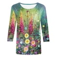 thumbnail image 4 of Pntutb Grande Taille Liquidation! T-Shirt Imprimé pour Femme Blouse à Manches 3/4 Col Rond Hauts Décontractés, 4 of 5