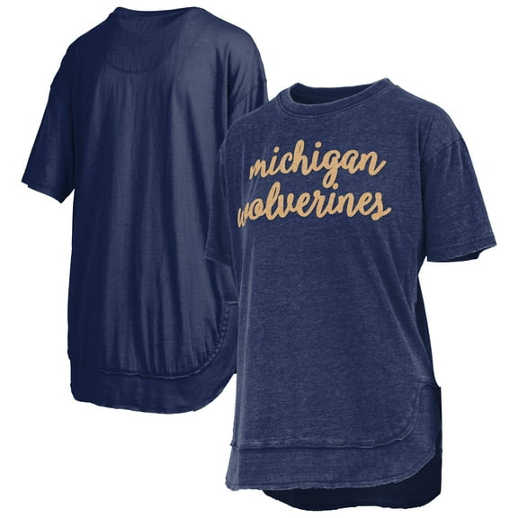 Women's-Pressbox  Navy Michigan Wolverines Poncho T-Shirt