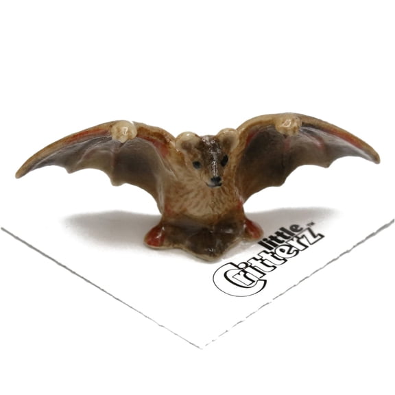 Little Critterz Little Brown Bat "Pulse" Bird - Handcrafted Home Decor Bird Decorative Figurine - Miniature Porcelain Figurine