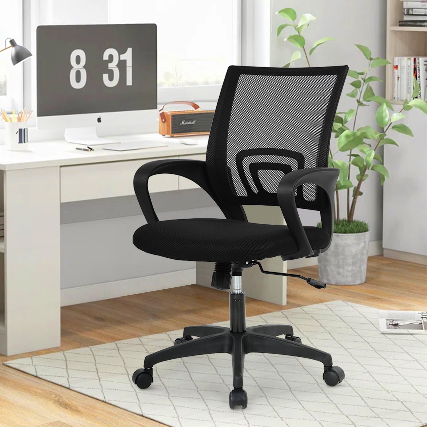 NiamVelo Mesh Office Chair, Mid-Back Home Office Chairs Adjustable Desk Chair Ergonomic Computer Chair with Armrest, Rolling Swivel Chair for Adults, Black