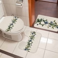 thumbnail image 5 of Spring Flower Bathroom Rugs Set Vintage Blue Floral Watercolor Plant Linen Texture Non Slip Absorbent Soft Bath Mats 3 Piece Set with Bathroom Rug, U-Shaped Floor Mat, Toilet Seat Cover Small Size, 5 of 9