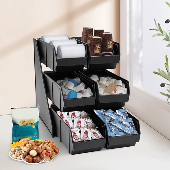 Six-Compartment Serve Condiment Bin, Multifunctional Organizer for Bar, Kitchen, and Café, Wall-Mountable or Countertop Storage