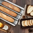 thumbnail image 5 of Mirdinner Baguette Bread Pan Set, 3 Loaves Non-Stick French Bread Pan, Baguette Baking Pan with Bread Lame, Home Baking Tools Kit for Homemade Bread, 10.6"x15" Perforated Baguette Tray, Silver, 5 of 8