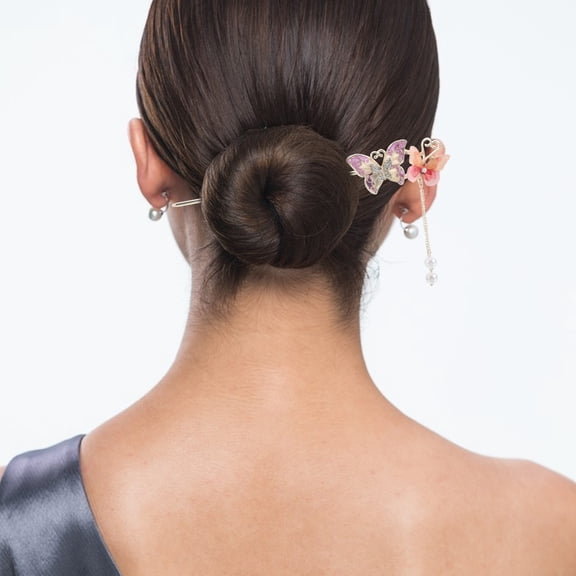 NIAIZEK Elegant Chinese Hairpin with Multicolor Flower and Tassel, Stylish Hair Accessories for Updo Hairstyles