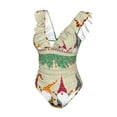 thumbnail image 4 of Yiaed Christmas Card With Gnomes Print Women's Ruffled One Piece Swimsuit V Neck Swimwear Slimming Monokini for Woman-XX-Large, 4 of 8